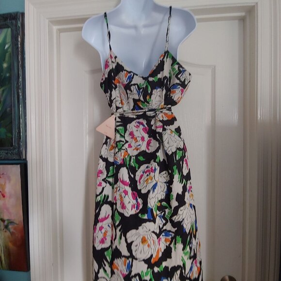 Dancing Leopard Floral Silky Flowy Midi Wrap Dress 14 Adjustable straps - Picture 6 of 10